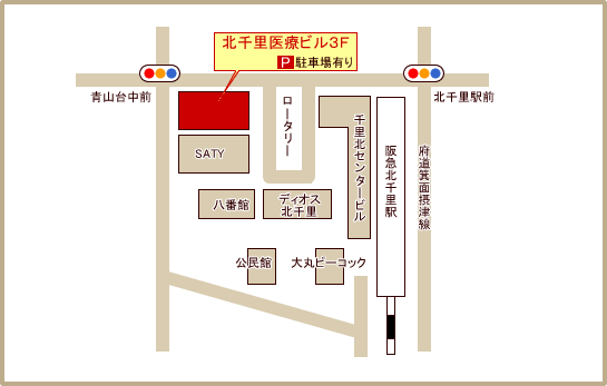 大阪府吹田市古江台4-2-60　北千里医療ビル3Fまでの地図